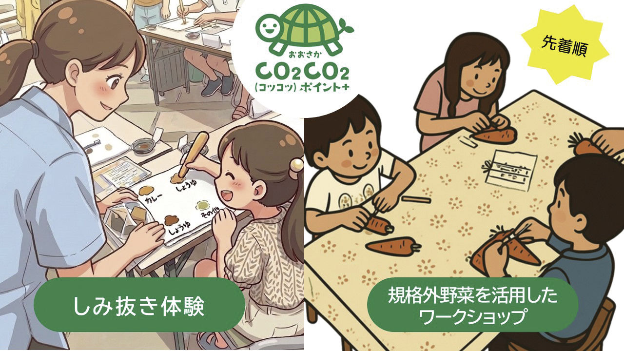 「おおさかCO₂CO₂(コツコツ)ポイント+」 ふれて、体験して、プレゼントがもらえる!